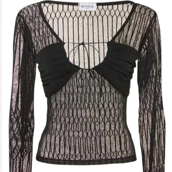 Musier Paris Jessica long sleeve mesh top Size 34 (XS) - Picture 1 of 3